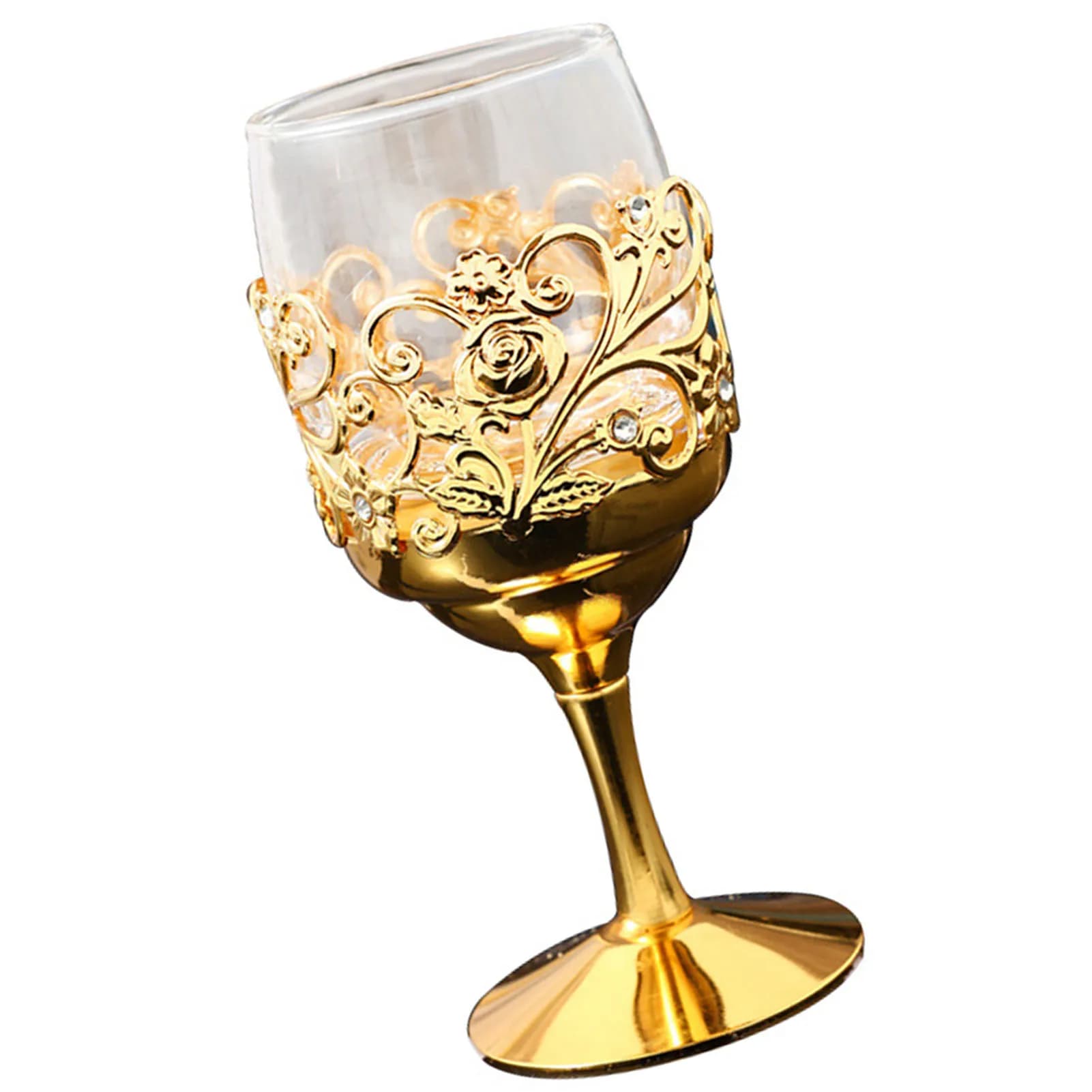Calice d'oro bicchiere da vino calice da vino europeo Vintage per la raccolta delle feste uso di nozze