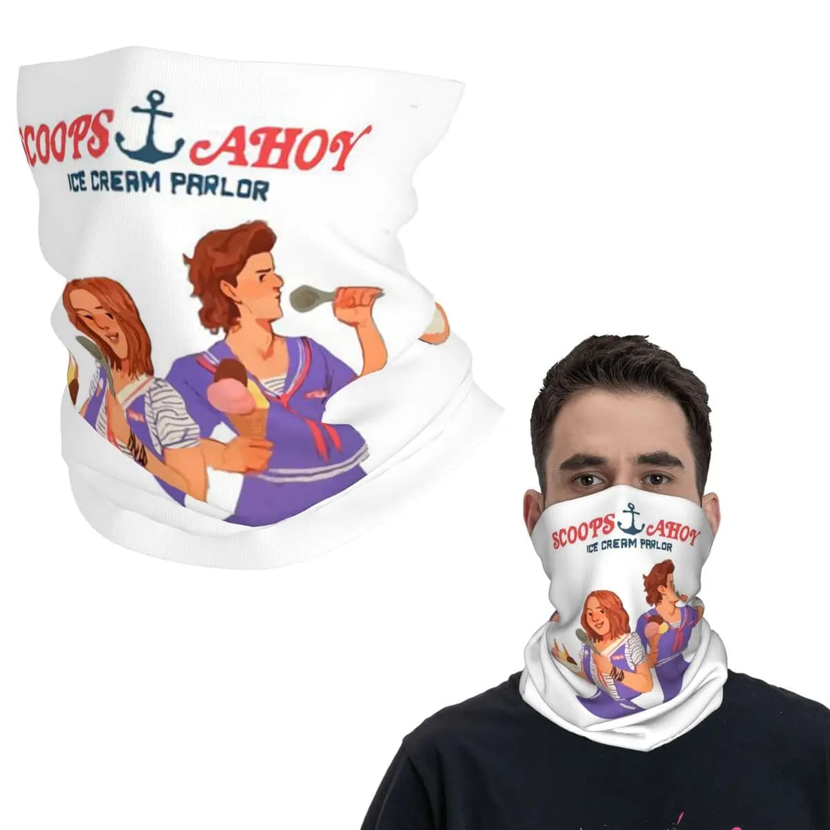 Dingus By Teeourguest Scoops Ahoy Bandana Neck Gaiter Printed Wrap Scarf Warm Headwear Riding Unisex Adult
