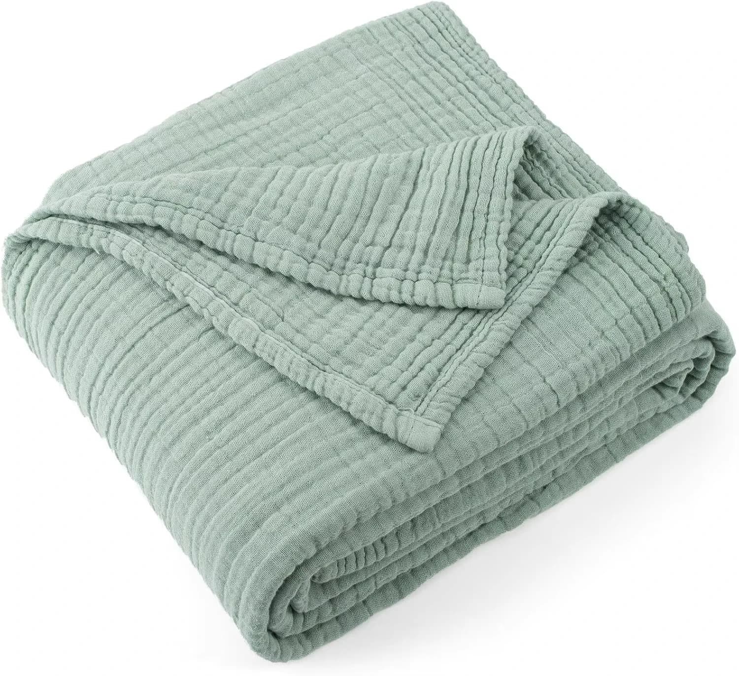 6-Layer 100% Cotton Muslin Swaddle Blanket Foldable Breathable Infant Cover for Bed Sofa Travel Soft Cotton Muslin Blanket