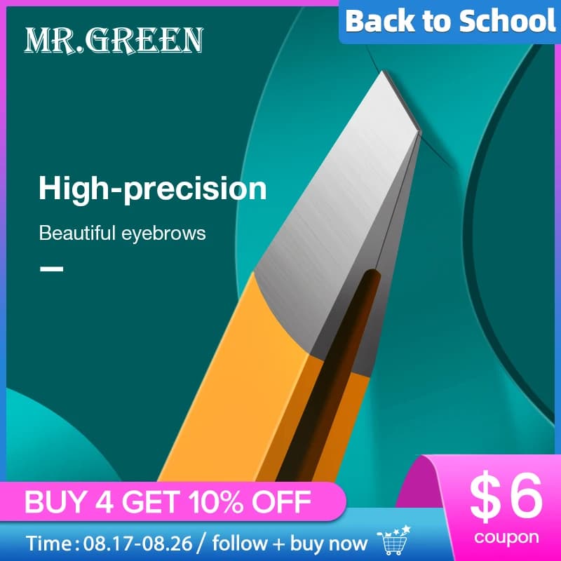 MR.GREEN Pinzetta per sopracciglia Capelli colorati Bellezza Estrattore per peli fini Clip per sopracciglia inclinate in acciaio inossidabile Strumenti per il trucco per la rimozione