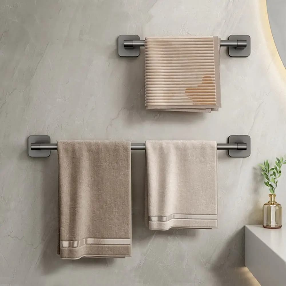 New Aluminum Alloy Towel Holder No Drilling Self-adhesive Towel Bar Kitchen Storage Rack Household
