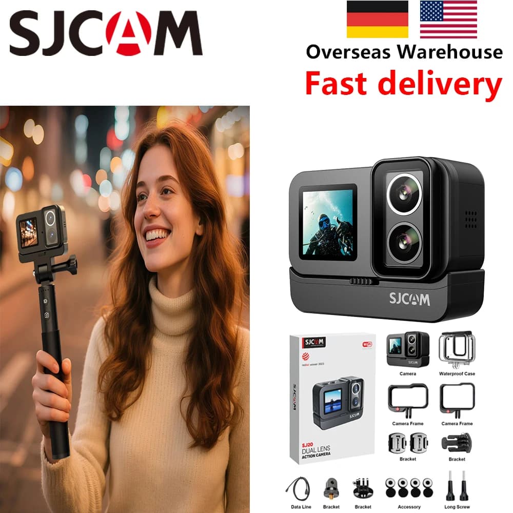 [External hand] SJCAM SJ20 4K Outdoor sports camera Anti-Shake 5G WiFi with screen Helmet Video recording for bike Fast ship