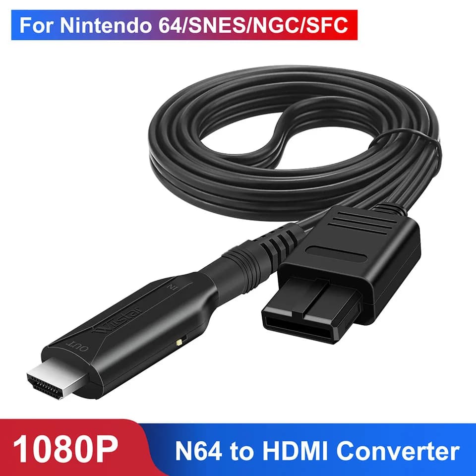 Converter Adapter from N64 to HDMI HDMI cable for N64/GameCube/SNES Plug and Play 1M Male to 1080P Nintendo 64 to HDMI Convert