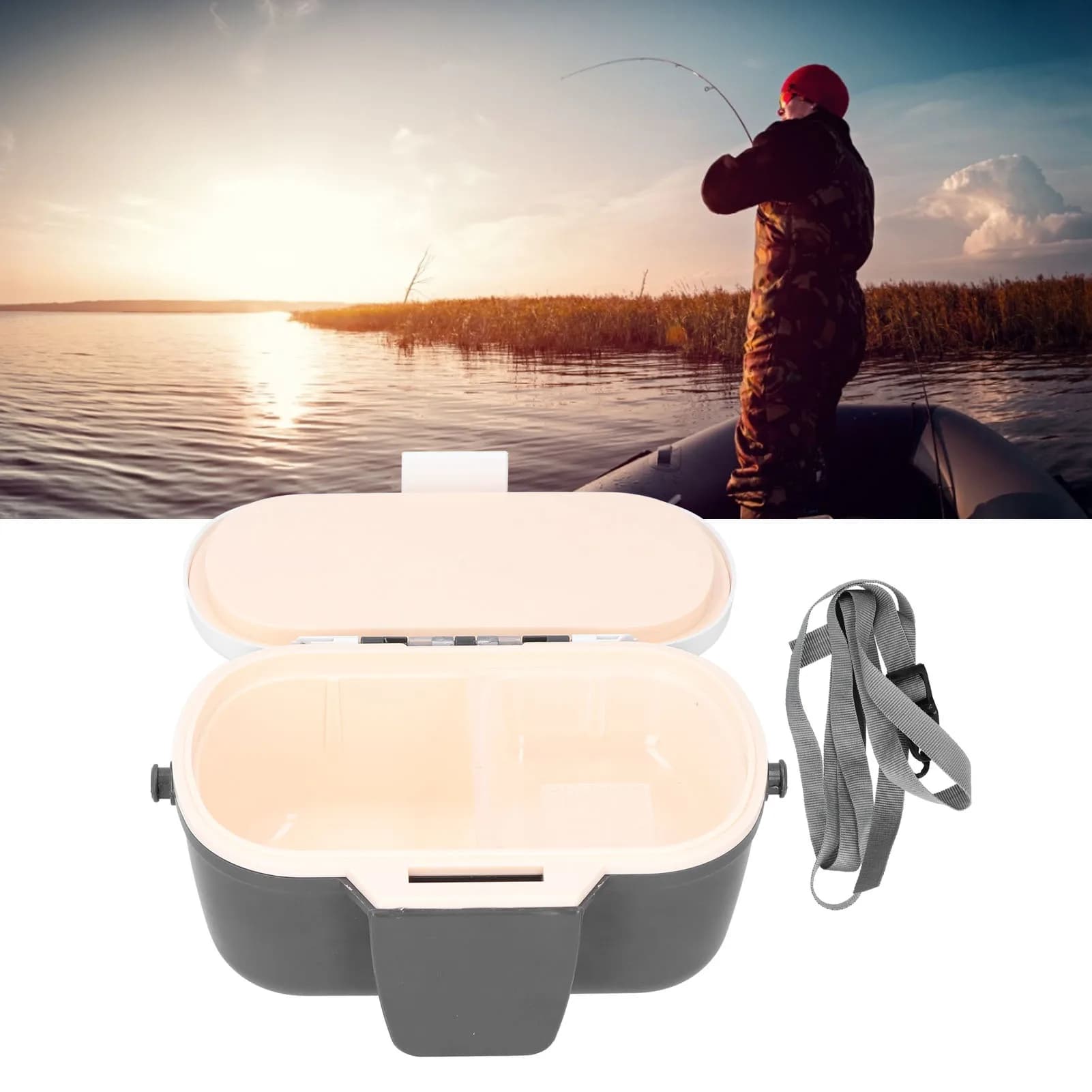 Scatola per esche in plastica PP isolata, portatile, da appendere in vita, per vermi marini e terrestri, contenitore per la conservazione degli esche fresche, accessori per la pesca