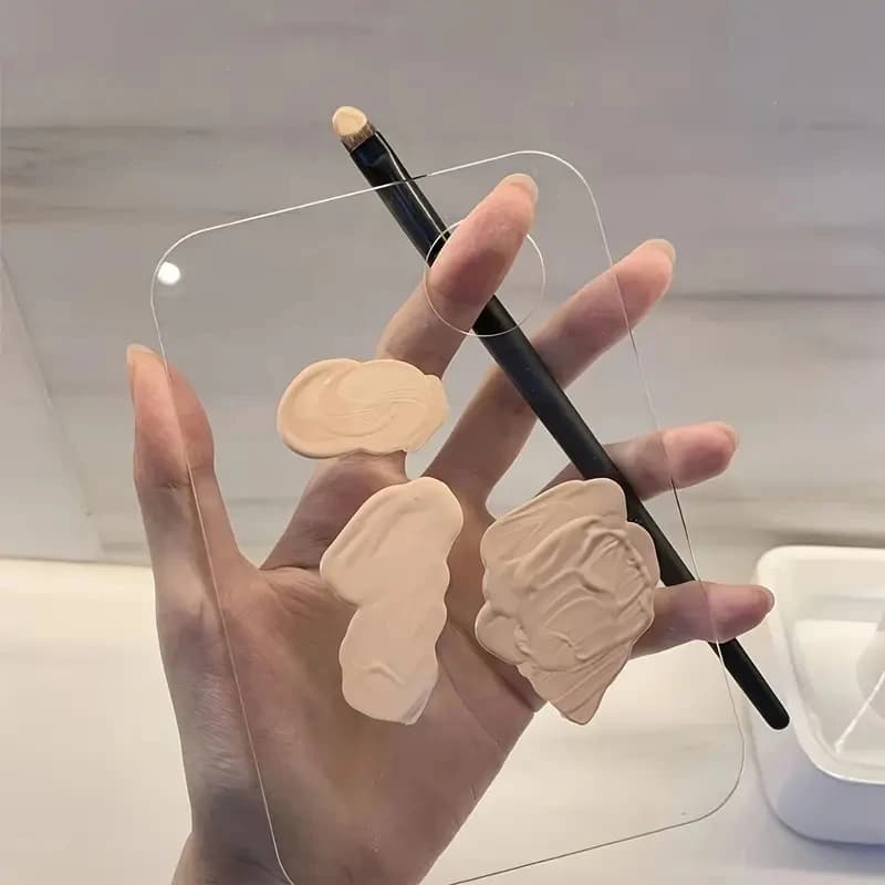 Square Heart Shape Acrylic Tablet, Portable Plate for Liquid Cosmetic Mixing, Travel Makeup Tool and Daily Use