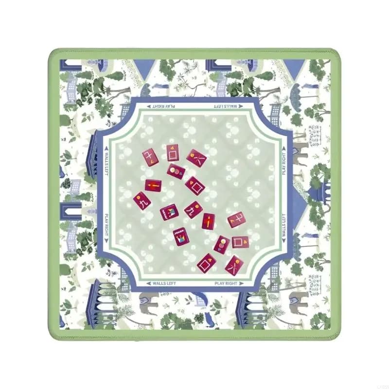 CORB Large 80cm Square Mahjong Game Mat Designed With Attractive Patterns And Strong Edging For Easy Card Movement
