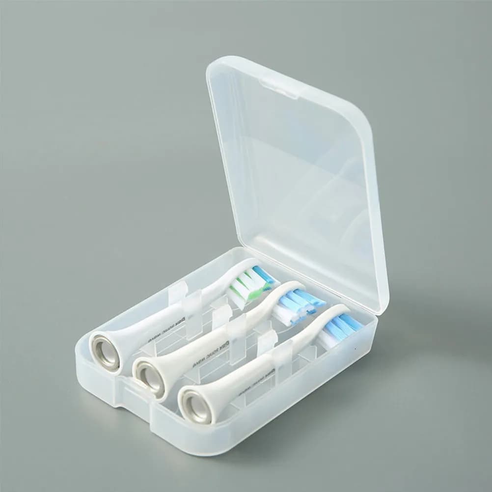 Scatola portaoggetti per testine di spazzolino da denti, 4 pezzi, custodia in plastica, organizer portatile, porta testine per spazzolino elettrico, custodia da viaggio