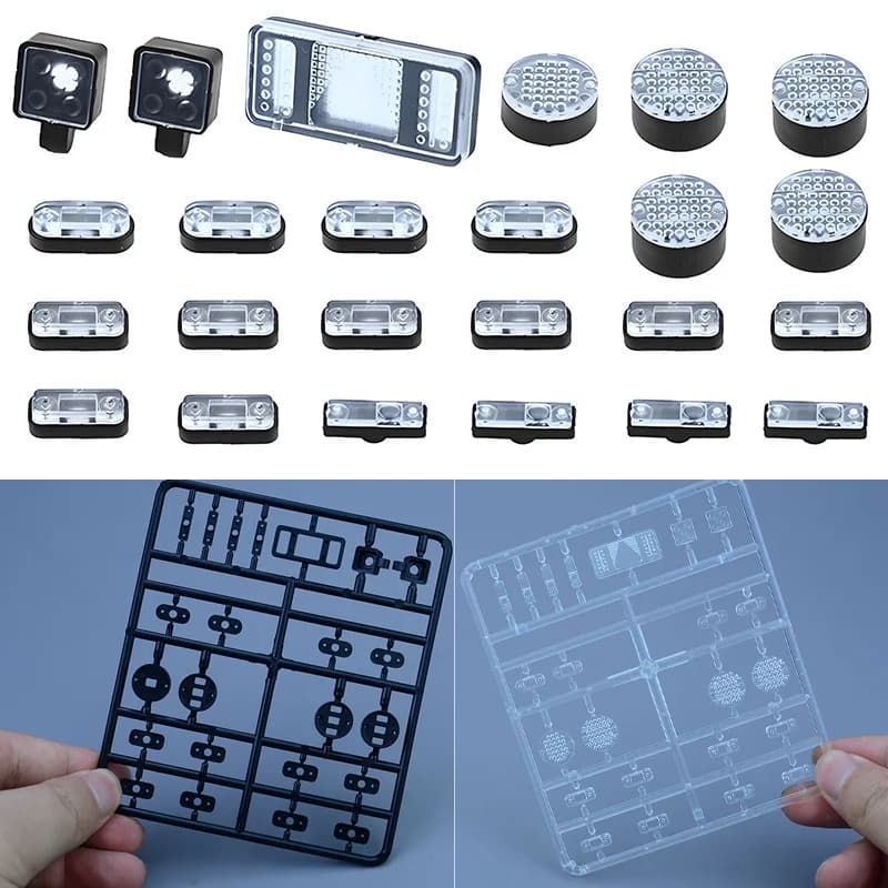 Set di 23 Paralumi Trasparenti per Camion RC 1/14 Tamiya SCANIA 770S VOLVO BENZ MAN TGX