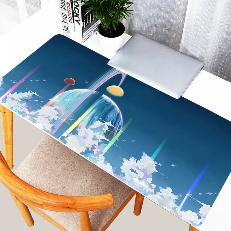 Tappetino per mouse Laptop Space Galaxy Tappeto per tastiera antiscivolo PC da ufficio Nuvole Arcobaleno Accessori da gioco Tappetino per mouse XXL Sky Anime Tappetino da scrivania