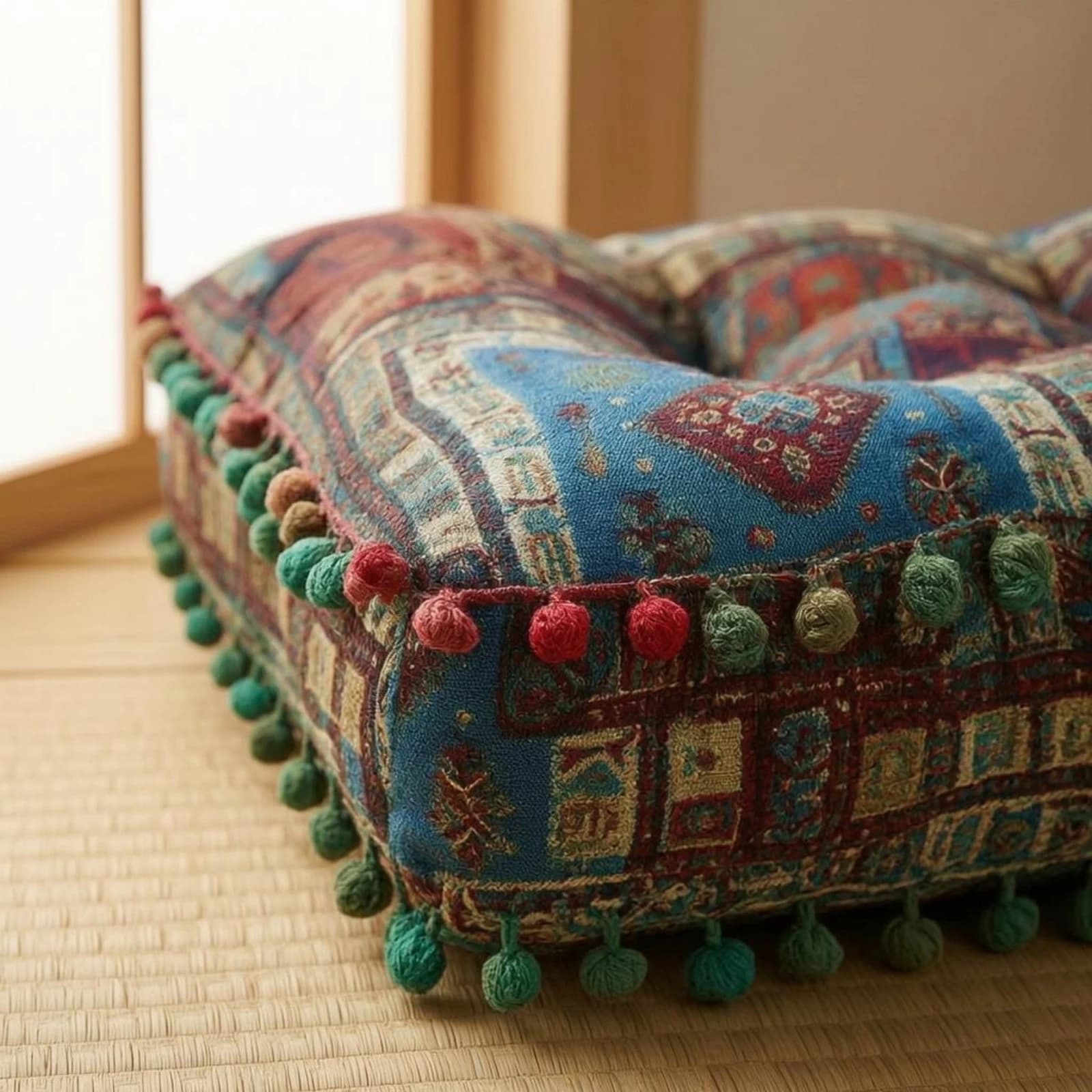 Tufted Floor Pillow Center Depression Thick Meditation Pillow Home Seating for Sofa