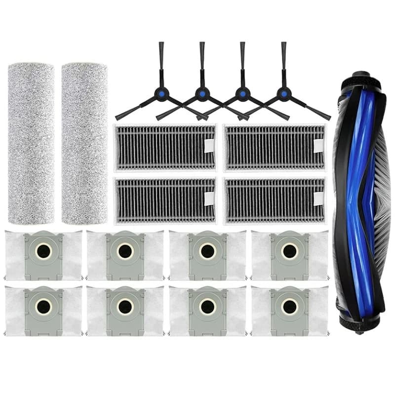 B51CNEW! For Ecovacs X8 Pro Omni Replacement Parts(19Pcs) Main Brush Side Brush Mop Cloth HEPA Filter Dust Bag Robot Vacuum