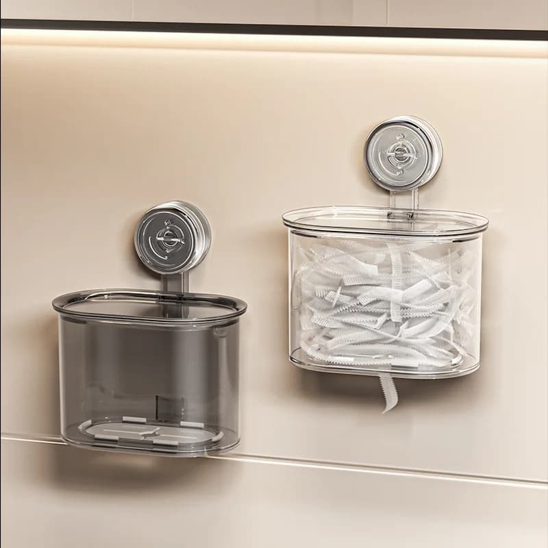 Contenitore porta pellicola in plastica con ventosa, senza foratura, da appendere alla parete per cucina domestica, porta sacchetti per la conservazione degli alimenti