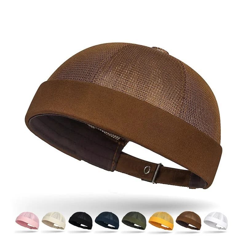 Men's Summer Mesh Docker Cap - Breathable No Brim Skullcap, Adjustable Casual Beanie Hat