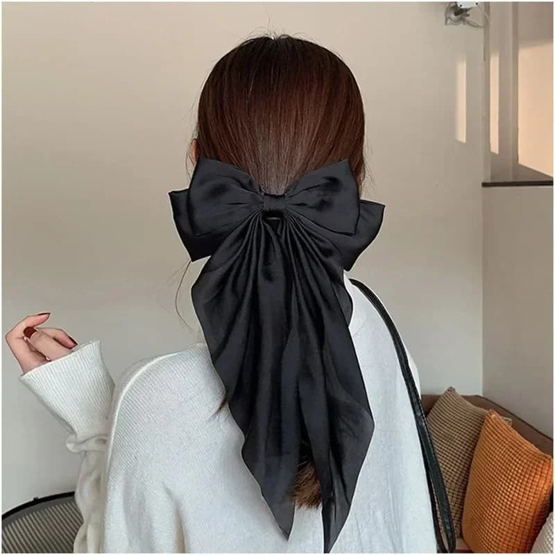 Solid Color Satin Tape Large Flakes Spring Clip Hair Accessories for Women Girls Trendy Korean Summer Copricapo 2024