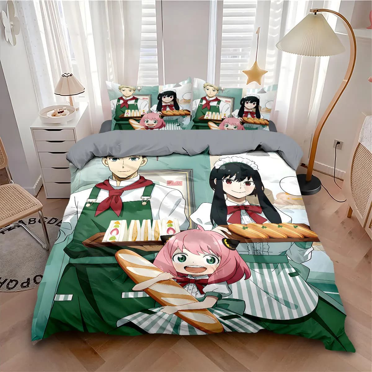 Anime spy-family Bedding Set 3D printing Cute Anya Forger Duvet Cover Set and Pillowcases for Teens Single/Double/King