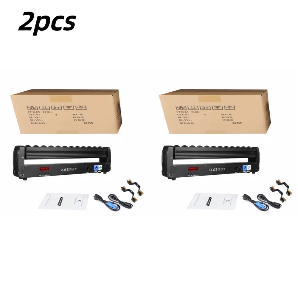 2pcs 250W Double Sides Beam Curtain&Strobe 360°Infinite Rotation LED Moving Head DMX Light DJ Stage Bar Disco Concert Party