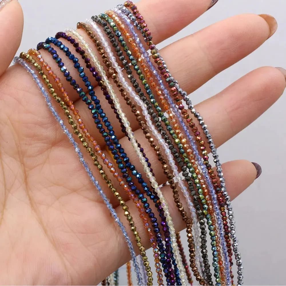 2mm 2 pz/set Spinello di Pietra Naturale Piccole Perline Colorate Perle di Vetro Sfaccettato per la Produzione di Gioielli FAI DA TE Collana Bracciale Accessori