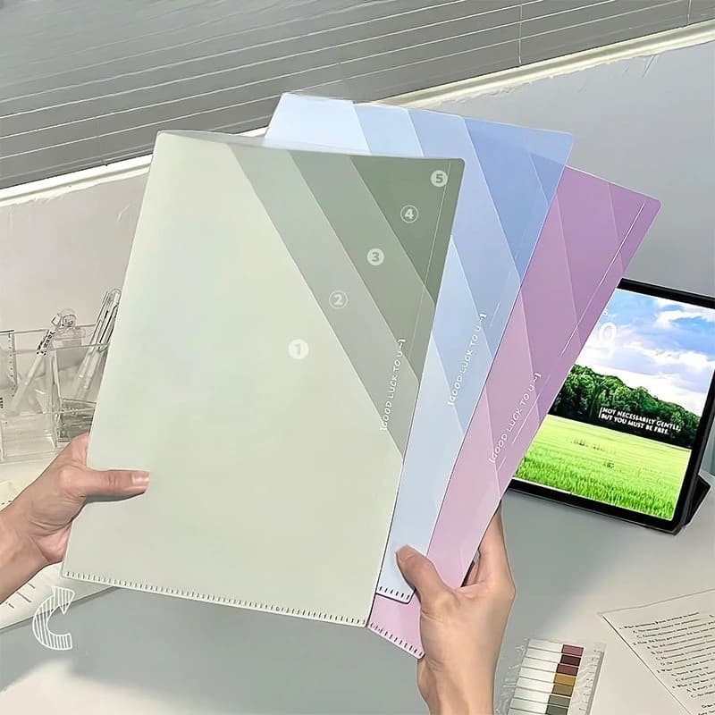 High-quality Appearance Storage Folder for Class Student Test Papers, Large Capacity, Gradient Color File Bag, Durable