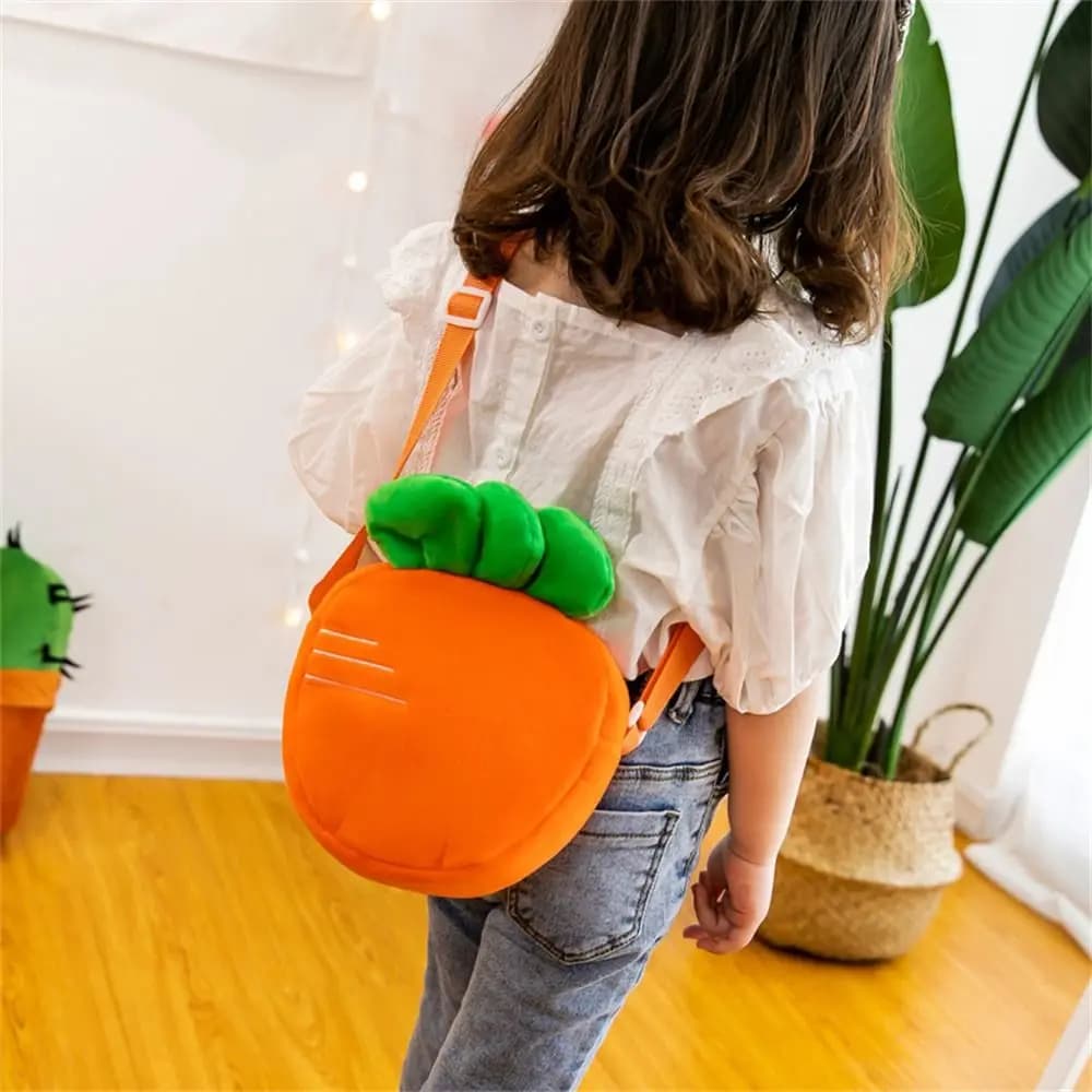 Graziosa Borsa a Forma di Fragola e Carota, Simpatica Borsa per Telefono a Tema Frutta, Mini Borsa a Tracolla Cartoon, Borsa per la Scuola