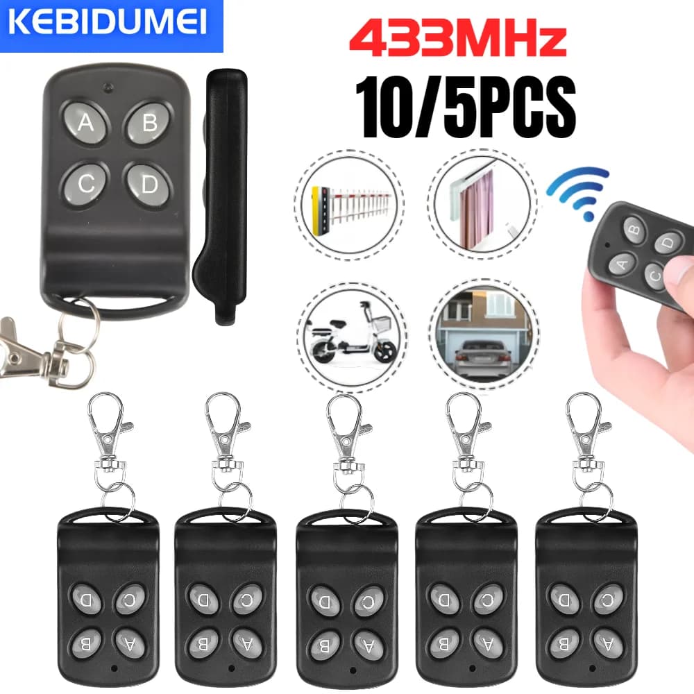 10/5PCS 433Mhz RF Porta Del Garage Duplicatore di Controllo Remoto 4 Chiavi Codice Fisso Grabber Clone Cancello Chiave Fob Comando Trasmettitore Manuale