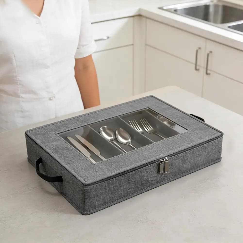 2026 Bearing box for cutlery 5 grills Organizer with dust cover for wands Fork knife Portable container Kitchen accessories