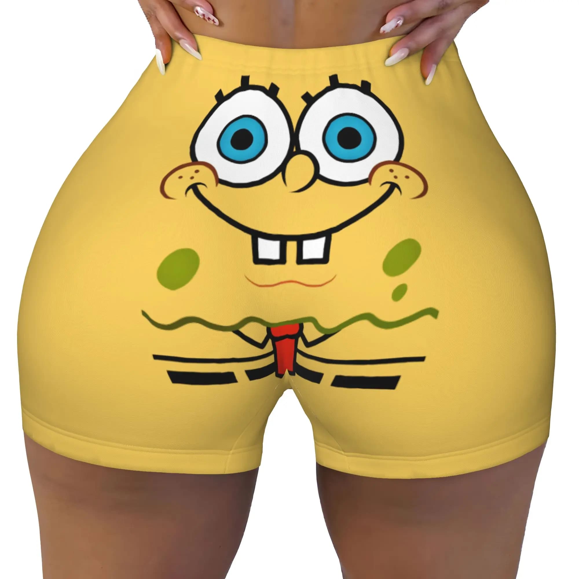Custom Women S-Sponged Anime Bobed Workout Yoga Shorts Cartoon Athletic Gym Running Volleyball Shorts