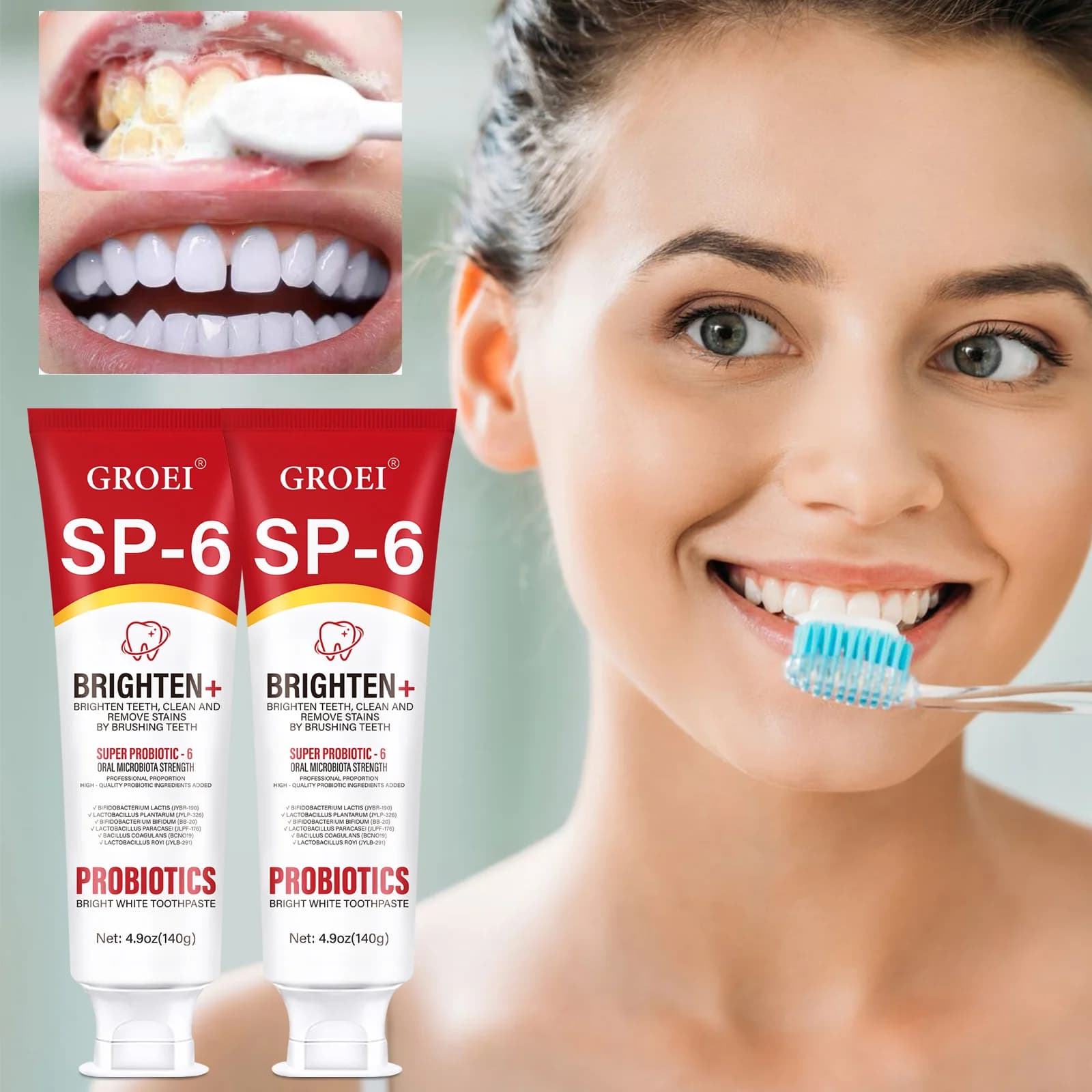 Dentifricio probiotico Dentifricio probiotico Alito fresco Denti schiarenti Rimozione macchie Sp-6 Dentifricio sbiancante