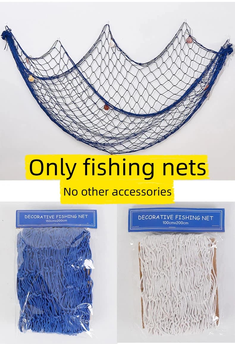 Decorazioni per reti da pesca Decorazioni per feste a tema oceano Rete da pesca nautica da appendere alla parete per decorazioni per il bagno della camera da letto costiera