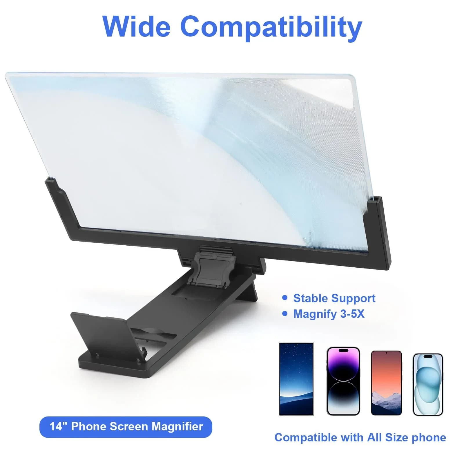 F3 14 Inch Phone Screen Magnifier Foldable Stand HD Video Amplifier for All Smartphones