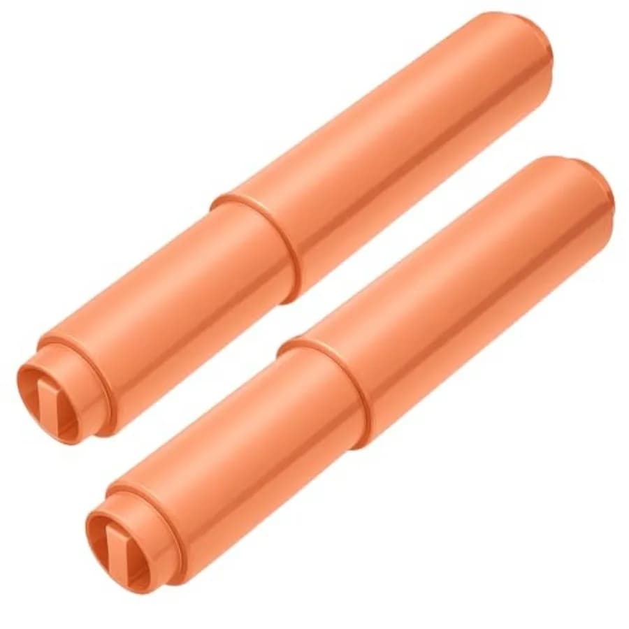 2 Pieces Universal Plastic Spring Loaded Toilet Paper Holder Roller Replacement, Chrome Orange