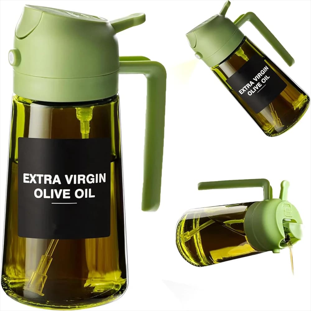 470 ml oil sprayer for cooking, olive oil dispenser 2 in 1 and oil spray bottle, oil spray with stickers, glass spray bottles often