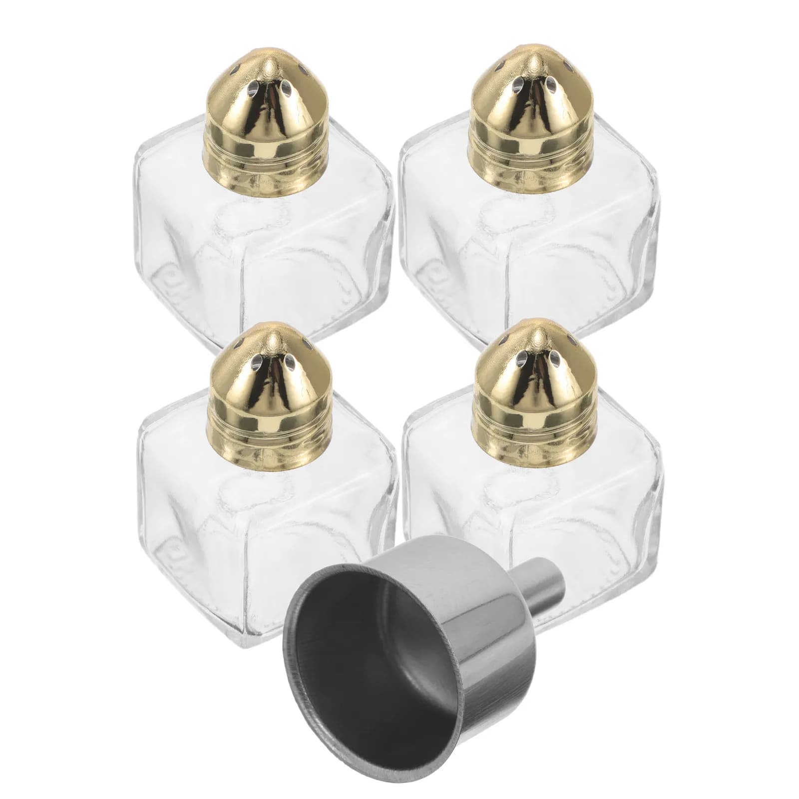 4Pcs Mini Salt and Pepper Shaker Set Leakproof Funnel Portable Spice Dispenser for Camping Travel Kitchen Picnic Restaurant