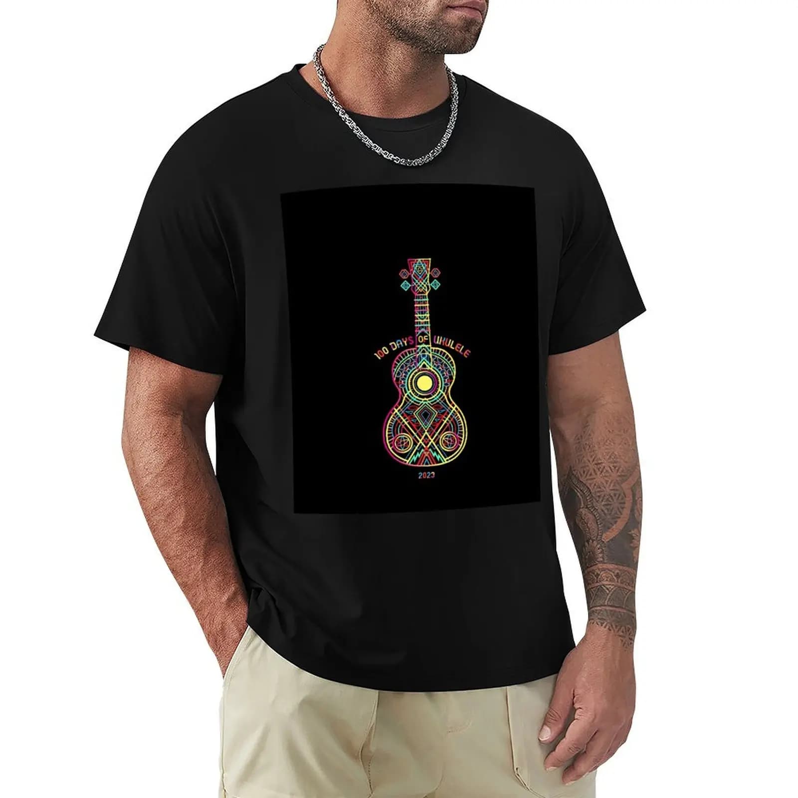 2023 String Theory 2: Sunshine (consigliato: stampa su sfondo scuro) - T-shirt 100 Days of Ukulele, maglietta sportiva che assorbe il sudore