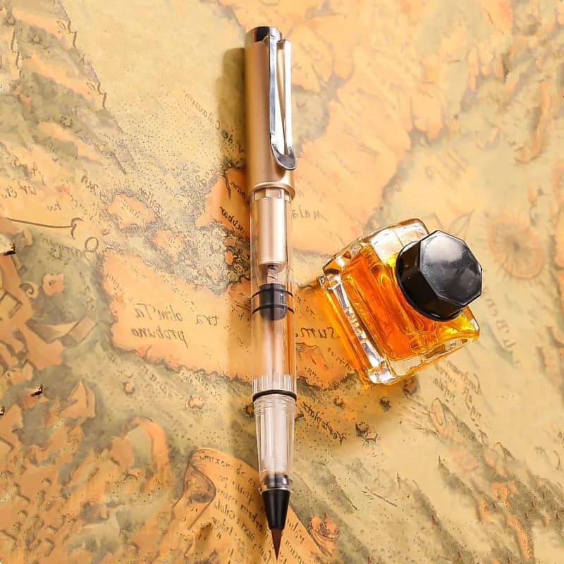 Rose Gold Calligraphy Brush Artist Soft Hair Watercolor Drawing Writing Fountain Pen School Office Supply Student Painting Gift