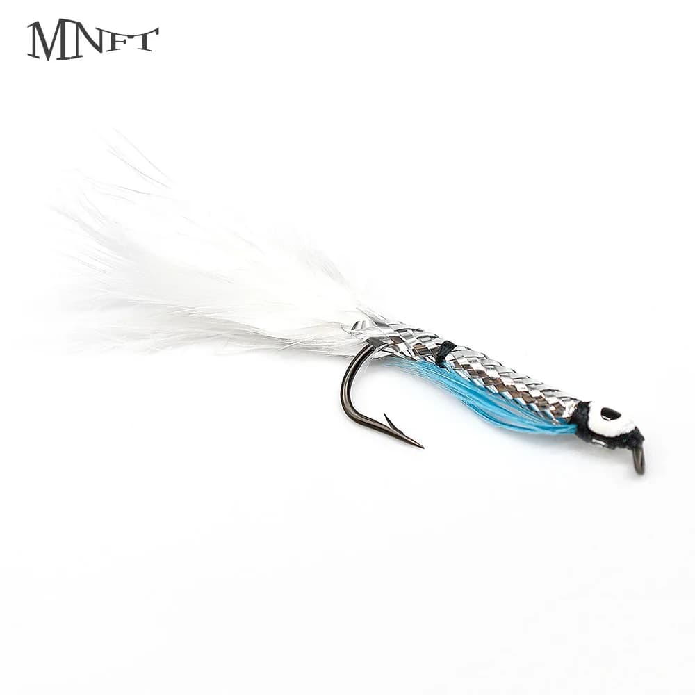 MNFT 10 pezzi 4 # Esca artificiale per carpa da pesca con esca per streamer corpo argento coda bianca