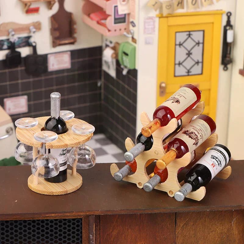 Accessori per Casa delle Bambole, Set Mini Portabicchieri e Calici in Miniatura, Modellini per Arredamento