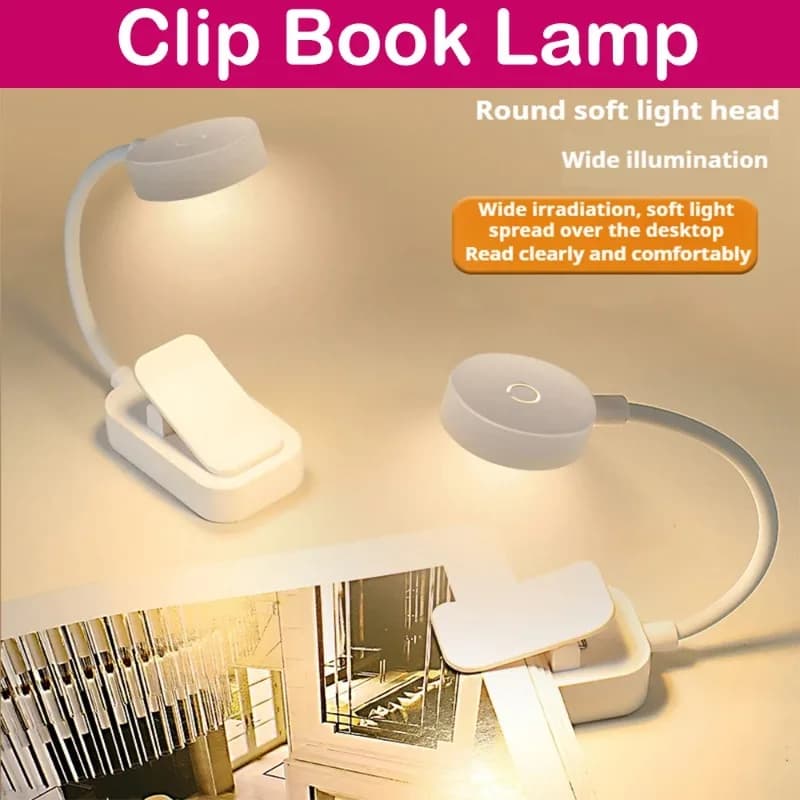 Mini LED Clip Table Lamp, Eye Protection, 3 Colors, Battery Powered, Portable Night Light, Student Reading Lamp