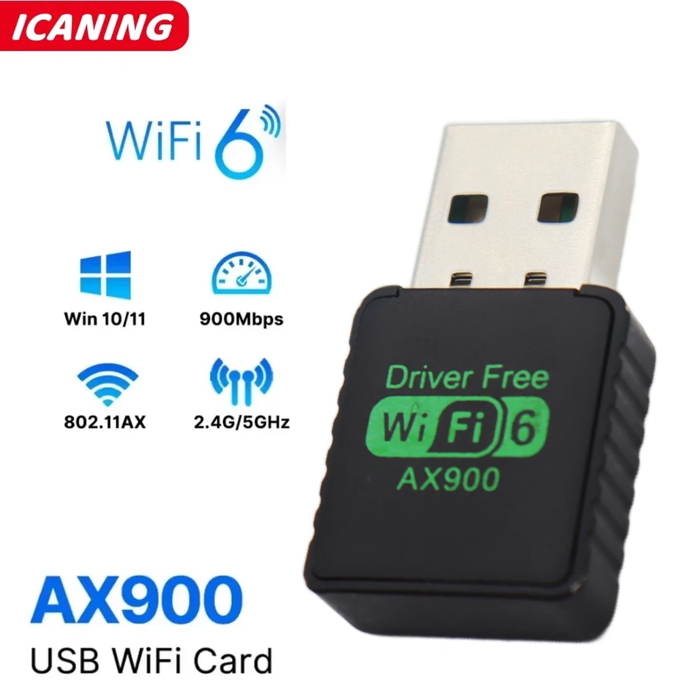 AX900 WIFI 6 Adattatore Scheda di rete USB Dongle di ricezione segnale dual band 2.4G e 5GHz per driver portatile Ricevitore Wlan wireless gratuito