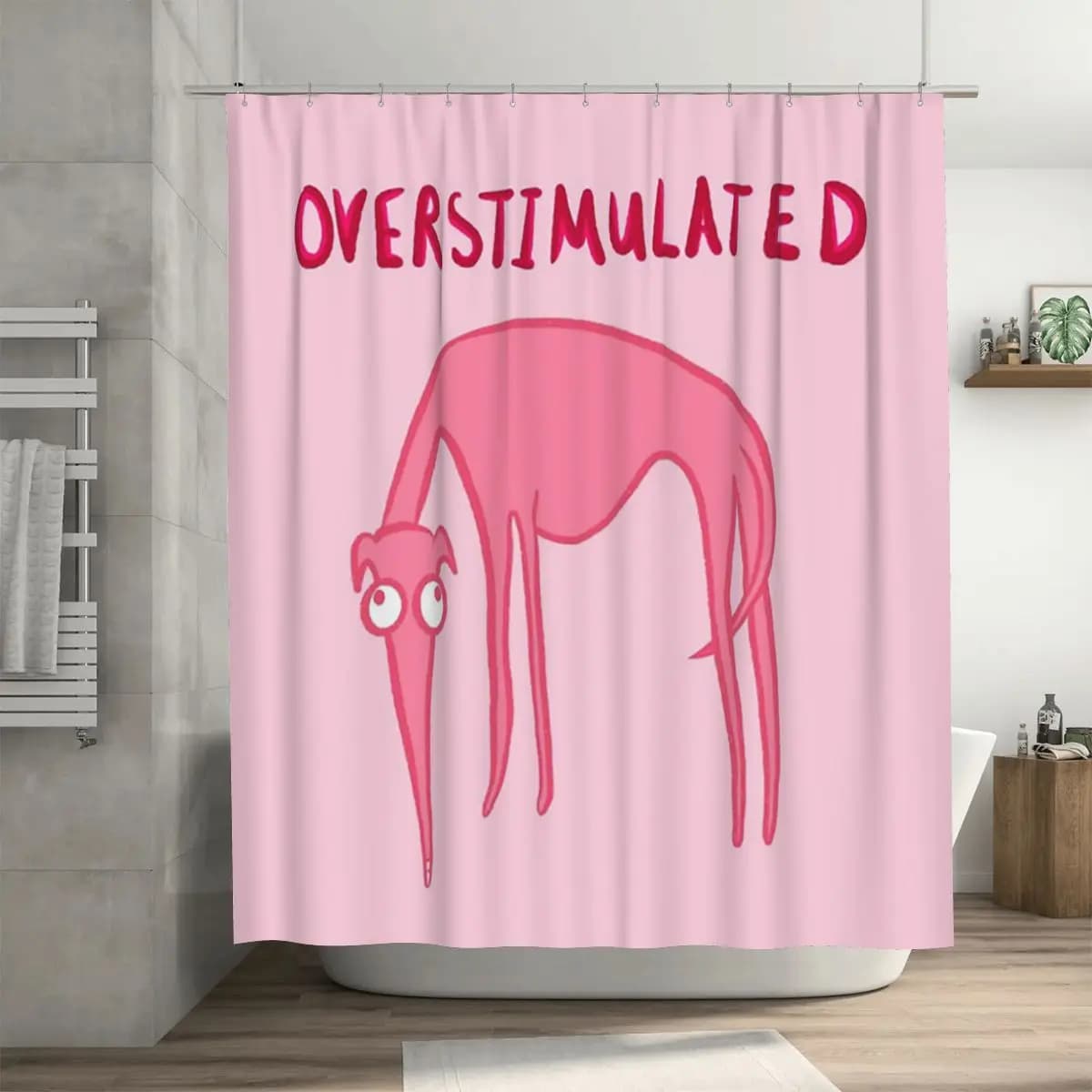 Tenda da doccia in poliestere impermeabile con ganci, per bagno, con motivo Overstimulated