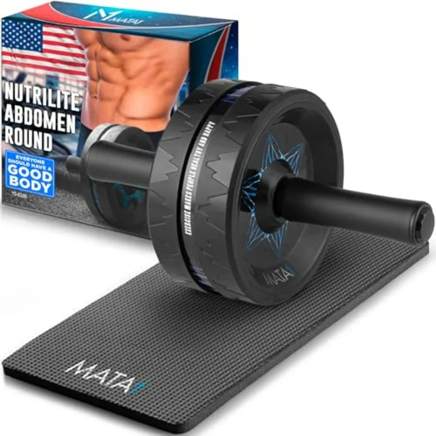 Ab Roller Wheel, Abs Workout Machine, Perfect for Core and Abdominal Strength Training, Exercise Wheels for Home Gym w/Knee Pad