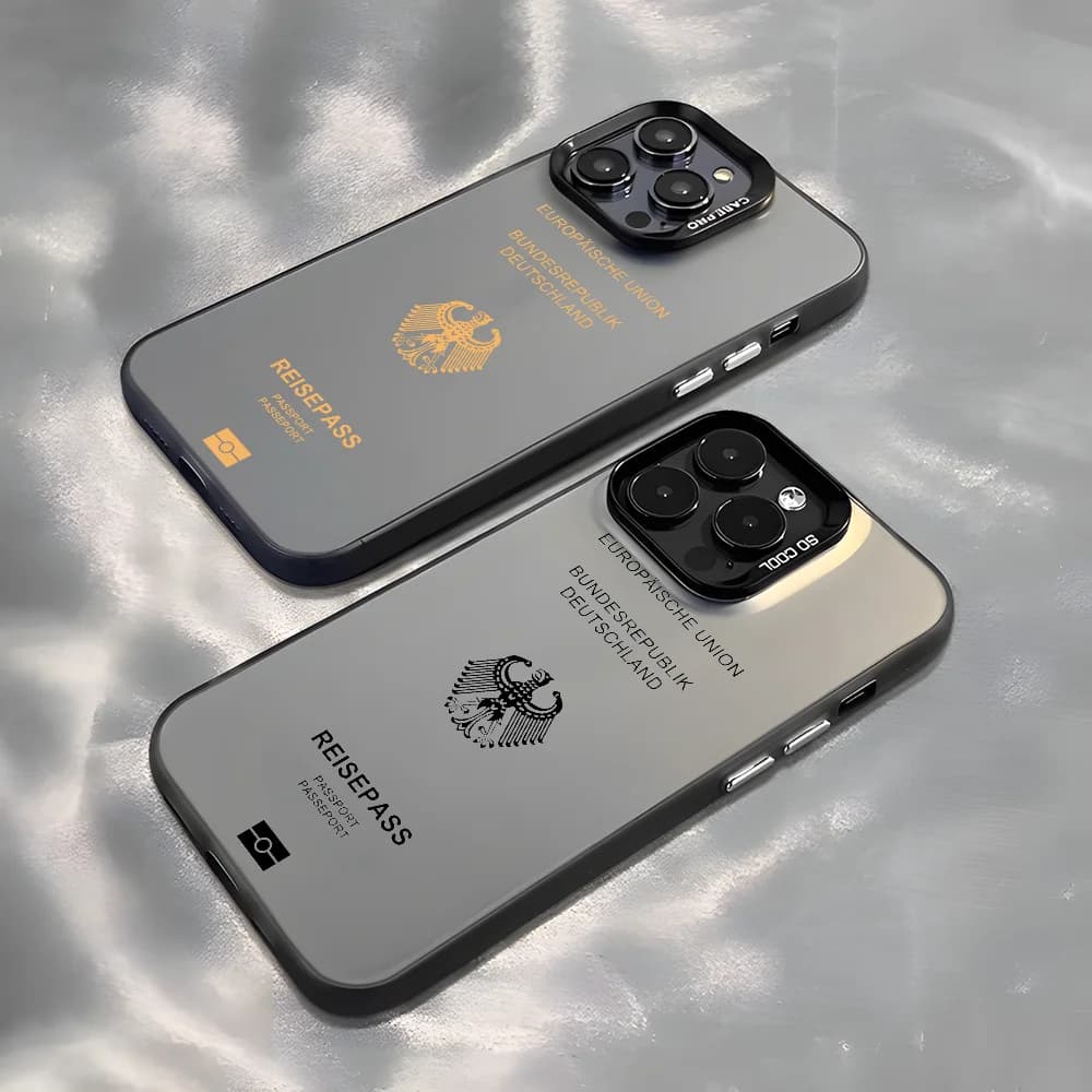 Custodia per telefono passaporto tedesco per Apple 11 12 13 14 15 16Pro Max Plus Proteggi la copertura del telefono placcatura