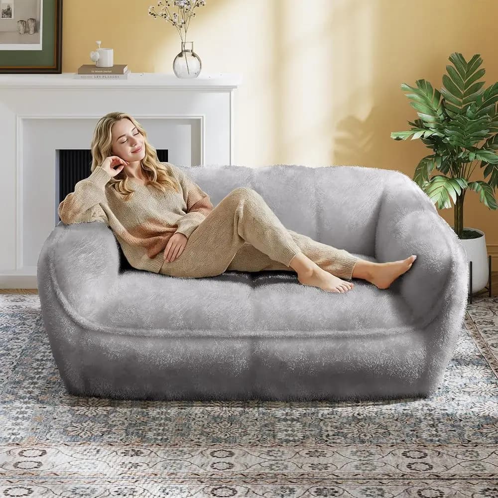 Adult-Sized Bean Bag Chair with Memory Foam Filling, Ideal for Reading, Dorms, Bedrooms, and Living Rooms, Gaming Use (Grey)