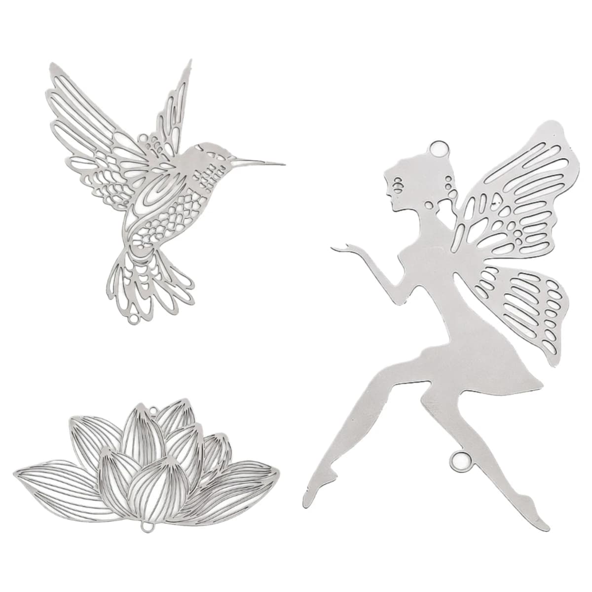 2PCS Hanging DIY Suncatcher Making Parts Stainless Steel Hummingbird Wings Elf Window Fairy Garden Crystal Wind Chimes Pendant