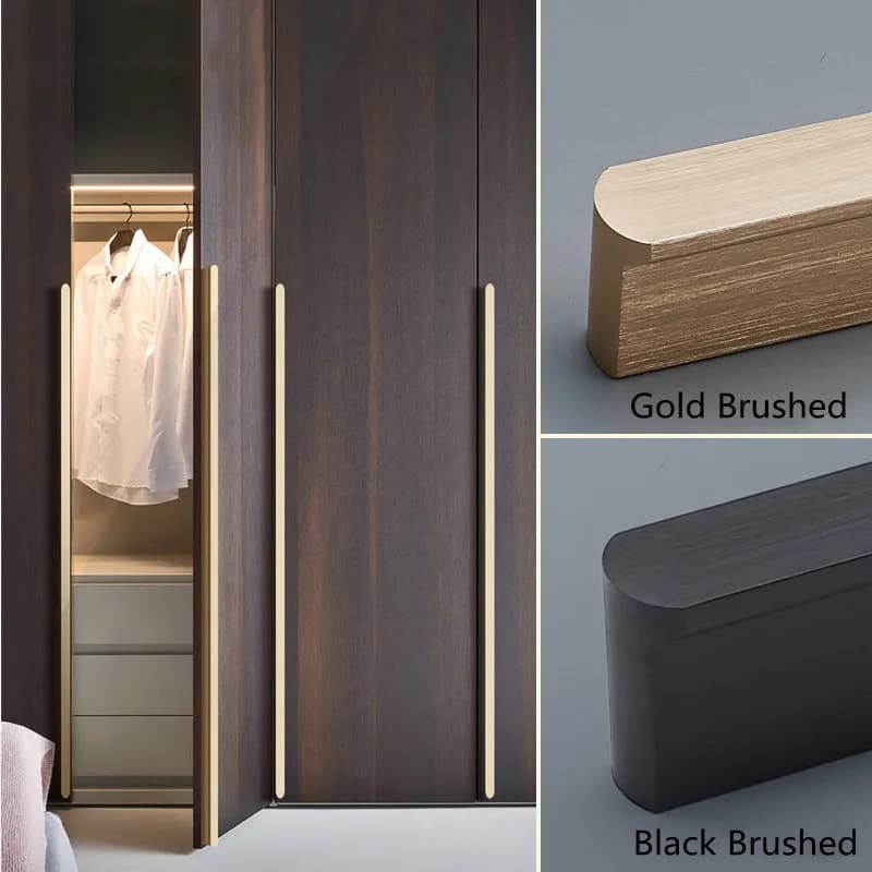 KK & FING 1PC Semplice Oro Spazzolato Armadio Da Cucina Maniglie Per Porte Lunghe In Lega di Alluminio Armadio Armadio Porta Tira Ferramenta Per Mobili