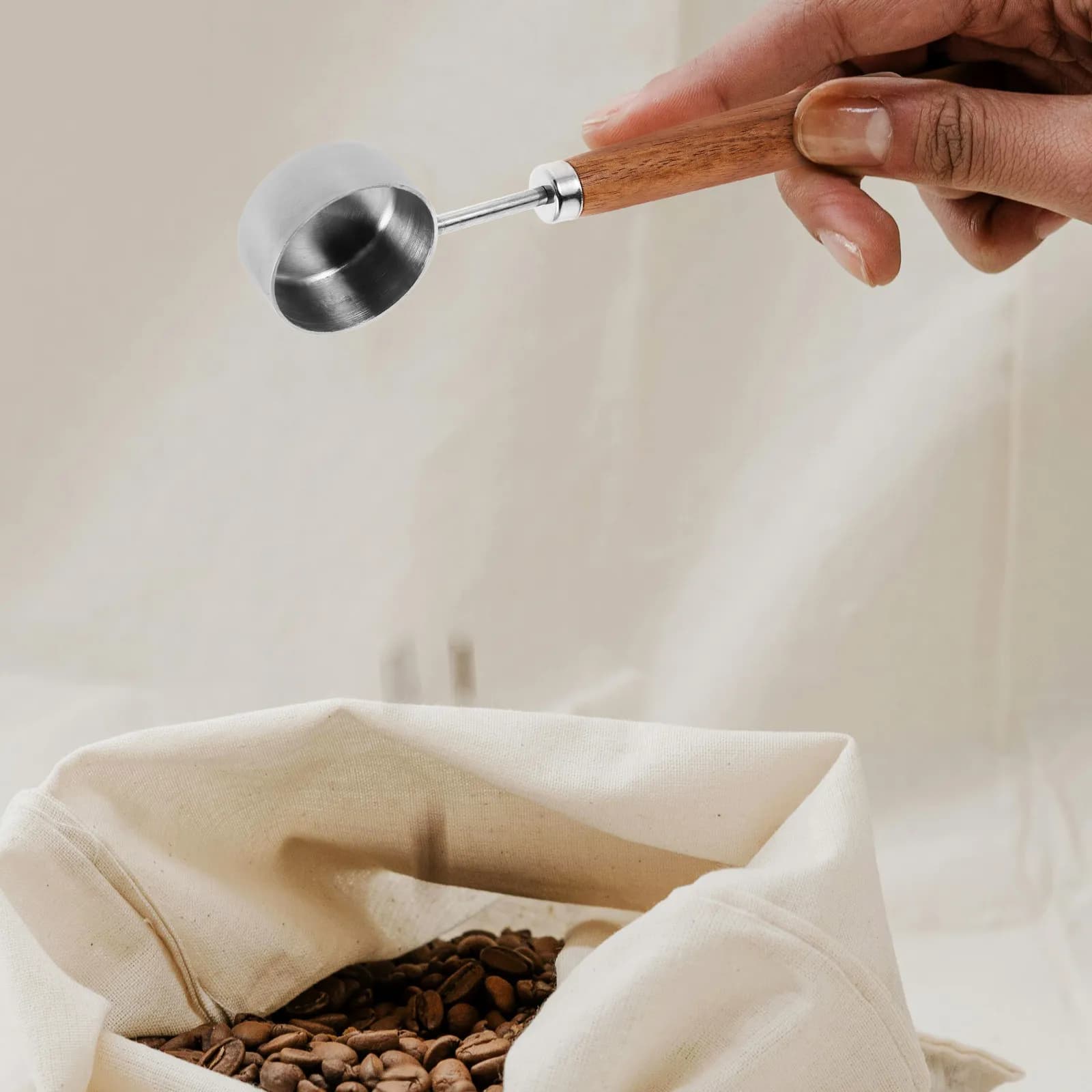 15Ml Stainless Steel Coffee Scoop Walnut Wood Handle Tea Measuring Spoon for Loose Tea Ground Coffee Milk Powder Protein Powder