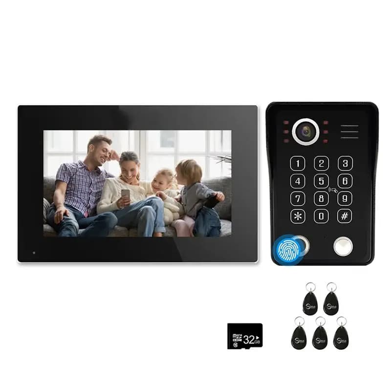 B68A Videocitofono Smart Tuya con Monitor WiFi, Sistema Intercom 1080P, Sblocco Impronta Digitale, Videocamera di Ingresso, Campanello per Casa, Spina USA