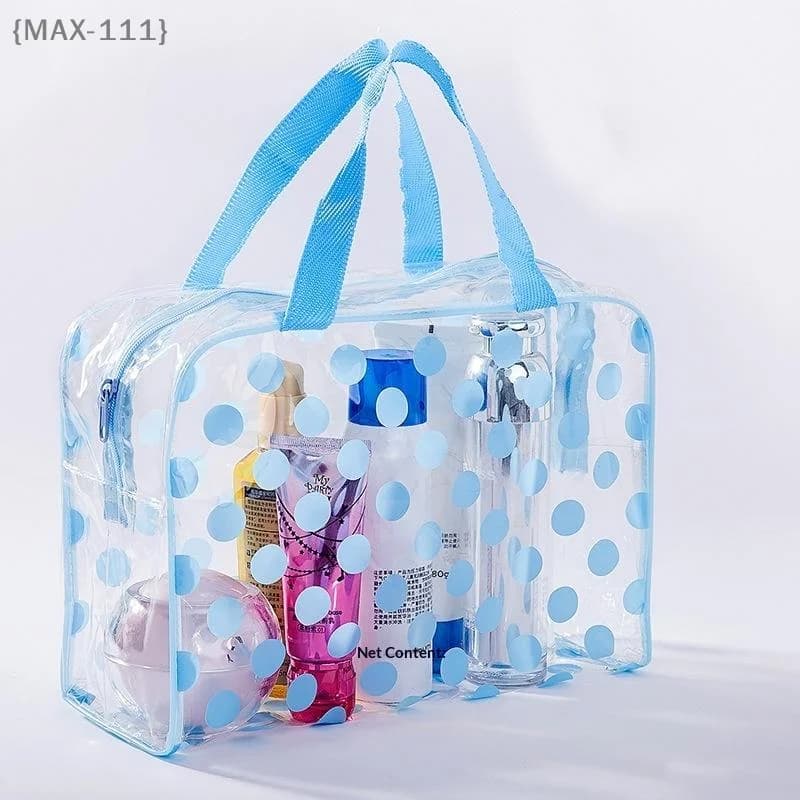 ilF2-MAX111 il Women's Transparent Makeup Bag with polka dots - Waterproof PVC Cosmetic Bag, Women's Toiletry Bag