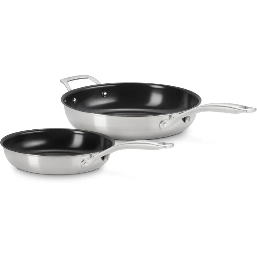 Set essenziale di 2 padelle rotonde antiaderenti in acciaio inossidabile da 9,5" e 11"