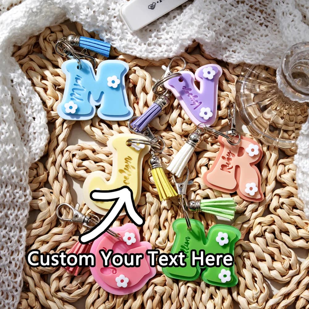 Custom Keychain 1 piece: initials customized on tag, DIY, laser engraved, ideal accessory for everyday use and unique gifts for