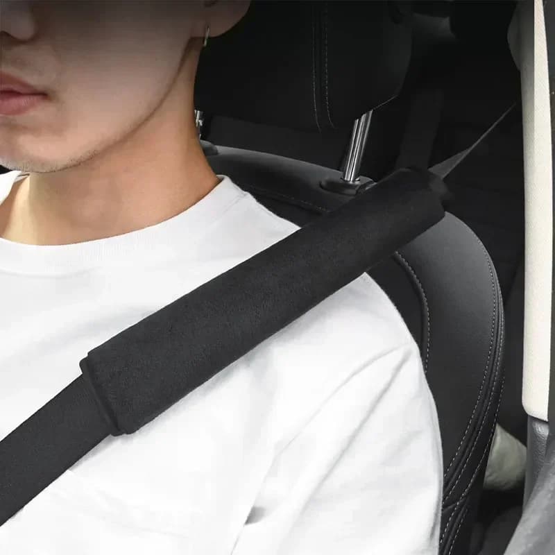 1/2/4Pcs Car Seat Belt Cushion Pads - Soft Black Cotton Cover for Shoulder and Chest Comfort Universal for Adults and Children